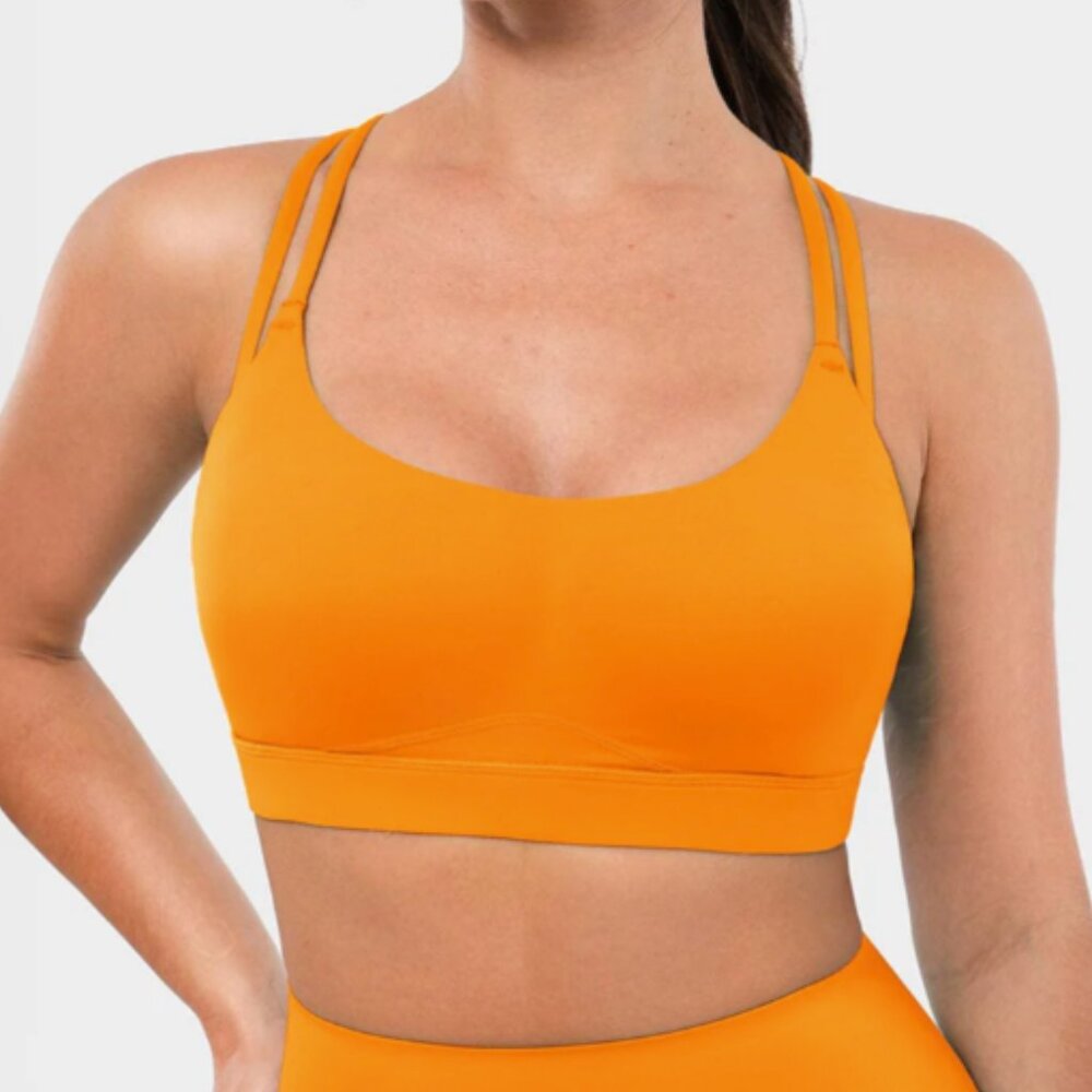 BRXL BrxlZero Cross Back Strappy Sports Bra, Orange (L) Sweat-wicking, Soft NWT